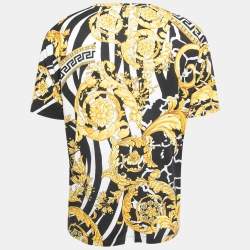 Pre Owned Versace Black/Yellow Baroque Printed Cotton T-Shirt 3XL