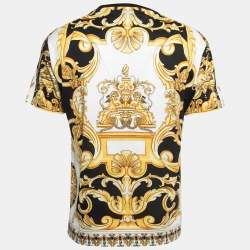 Versace Tribute Black/Yellow Baroque Printed Cotton T-Shirt XL