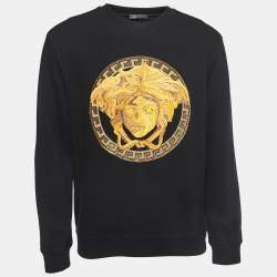 Versace Black Cotton Medusa Embroidered Crew Neck Sweatshirt XL