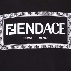 Fendace Black Logo Printed Cotton Crewneck Sweatshirt XS