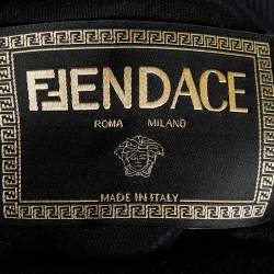 Fendace Black Logo Printed Cotton Crewneck Sweatshirt XS