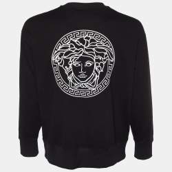 Fendace Black Logo Printed Cotton Crewneck Sweatshirt XS
