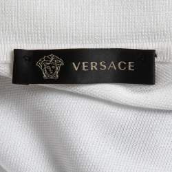 مملوكة مسبقًا Versace Monochrome Cotton Pique Medusa Embroidered Polo T-Shirt 3XL