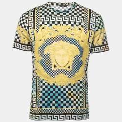 Versace Black & Gold Baroque Printed Cotton Knit T-Shirt L