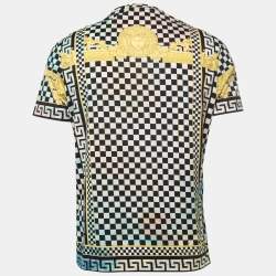 Versace Black & Gold Baroque Printed Cotton Knit T-Shirt L