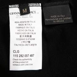 Pre Owned Versace Black Cototn Pique Contrast Collar Polo T-Shirt M