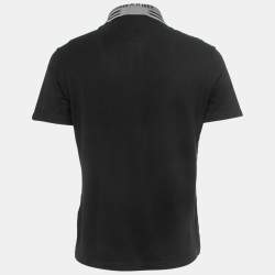 Pre Owned Versace Black Cototn Pique Contrast Collar Polo T-Shirt M