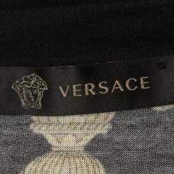 مملوكة مسبقًا Versace Black Baroque Printed Cotton Knit T-Shirt M