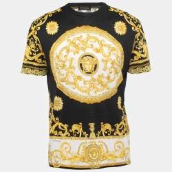 مملوكة مسبقًا Versace Black Baroque Printed Cotton Knit T-Shirt M