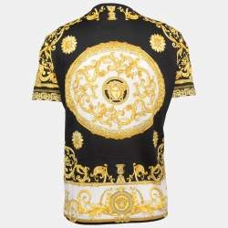 مملوكة مسبقًا Versace Black Baroque Printed Cotton Knit T-Shirt M