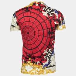 Versace Multicolor Baroque Web Print Cotton Crew Neck Half Sleeve T-Shirt S