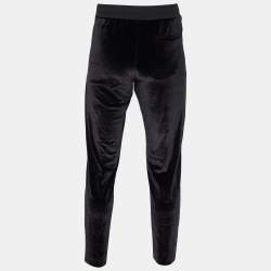 Versace Black Velour Embroidered Medusa Track Pants L