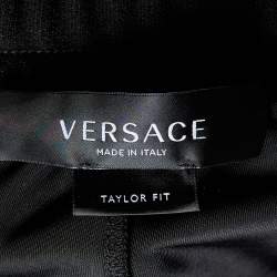 Versace Black Velour Embroidered Medusa Track Pants L