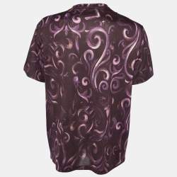 Pre Owned Versace Burgundy Printed Cotton Knit T-Shirt XL