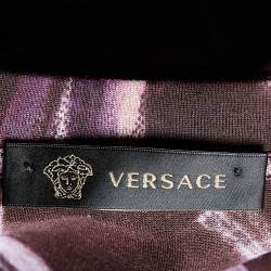 Pre Owned Versace Burgundy Printed Cotton Knit T-Shirt XL