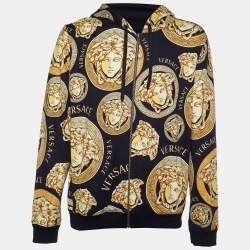  Versace Black Medusa Head Printed Cotton Knit Hooded Sweatshirt XXL