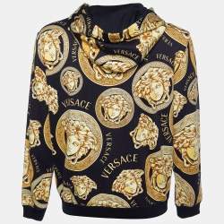  Versace Black Medusa Head Printed Cotton Knit Hooded Sweatshirt XXL