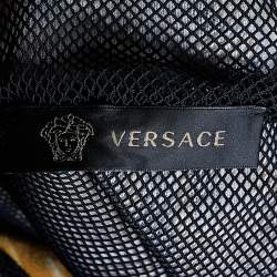 Pre Owned Versace Black baroque printed Cotton Knit Hooded Sweatshirt XL