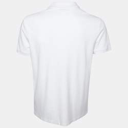 Versace White Tonal Medussa Head Embroidered Cotton Pique Polo T-Shirt XL