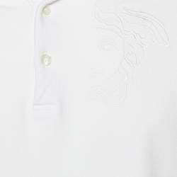 Versace White Tonal Medussa Head Embroidered Cotton Pique Polo T-Shirt XL