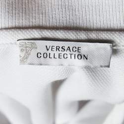 Versace White Tonal Medussa Head Embroidered Cotton Pique Polo T-Shirt XL