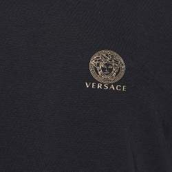 Pre Owned Versace Black Medusa Crest Printed Cotton Knit T-Shirt XXL