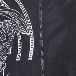 Versace Black Medusa Printed Polyester Zip Front Hooded Jacket L