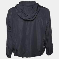 Versace Black Medusa Printed Polyester Zip Front Hooded Jacket L