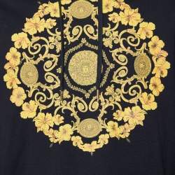 Pre Owned Versace Black Logo Printed Cotton Knit Hoodie XL