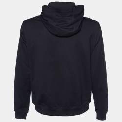 Pre Owned Versace Black Logo Printed Cotton Knit Hoodie XL