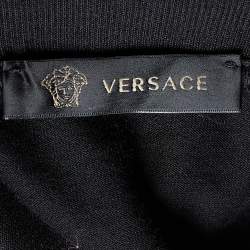 Versace Black Japanese Script Embroidered Cotton Knit Long Sleeve T-Shirt XL