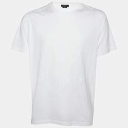 Pre Owned Versace White Tonal Medusa Printed Cotton Knit t-Shirt L