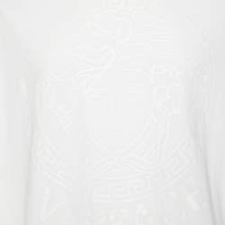 Pre Owned Versace White Tonal Medusa Printed Cotton Knit t-Shirt L