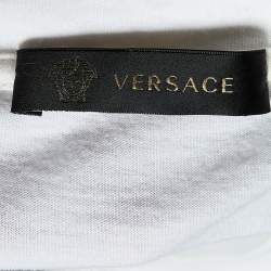 Pre Owned Versace White Medusa Embroidered Cotton Knit T-Shirt XL