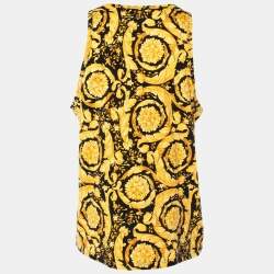 Pre Owned Versace Black Baroque Printed Cotton Knit Tank T-Shirt XXL