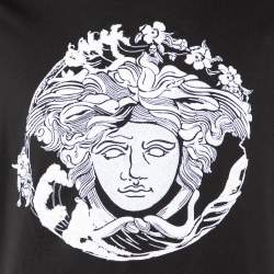 Pre Owned Versace Black Medusa Wave Embroidered Cotton Knit T-Shirt XL