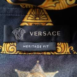 Versace Black Baroque Printed Silk Heritage Fit Shirt M