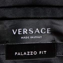Pre Owned Versace Black Cotton Medusa Head Embroidered Palazzo Fit Shirt XXL