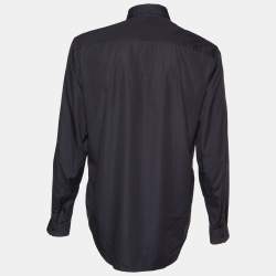 Pre Owned Versace Black Cotton Medusa Head Embroidered Palazzo Fit Shirt XXL