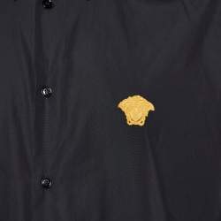 Pre Owned Versace Black Cotton Medusa Head Embroidered Palazzo Fit Shirt XXL