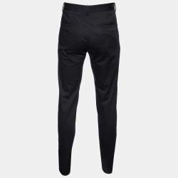 Pre Owned Versace Black Cotton Logo Embroidered Palazzo Fit Pants XL