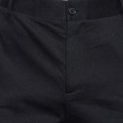 Pre Owned Versace Black Cotton Logo Embroidered Palazzo Fit Pants XL
