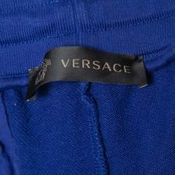 Pre Owned Versace Blue Logo Embroidered Cotton Joggers 2XL