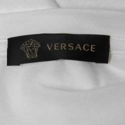 Pre Owned Versace White Print Cotton Crew Neck Half Sleeve T-Shirt M