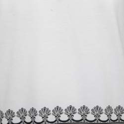 Pre Owned Versace White Print Cotton Crew Neck Half Sleeve T-Shirt M