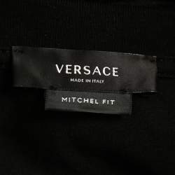 Pre Owned Versace Black La Greca Print Cotton Crewneck T-Shirt 2XL