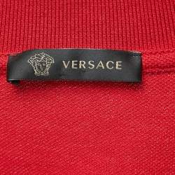Versace Red Cotton Pique Logo Embroidered Polo T-Shirt XL