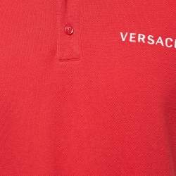 Versace Red Cotton Pique Logo Embroidered Polo T-Shirt XL