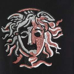 Pre Owned Versace Black Medusa Head Embroidered Cotton Knit Sweatshirt S