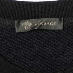 Pre Owned Versace Black Medusa Head Embroidered Cotton Knit Sweatshirt S